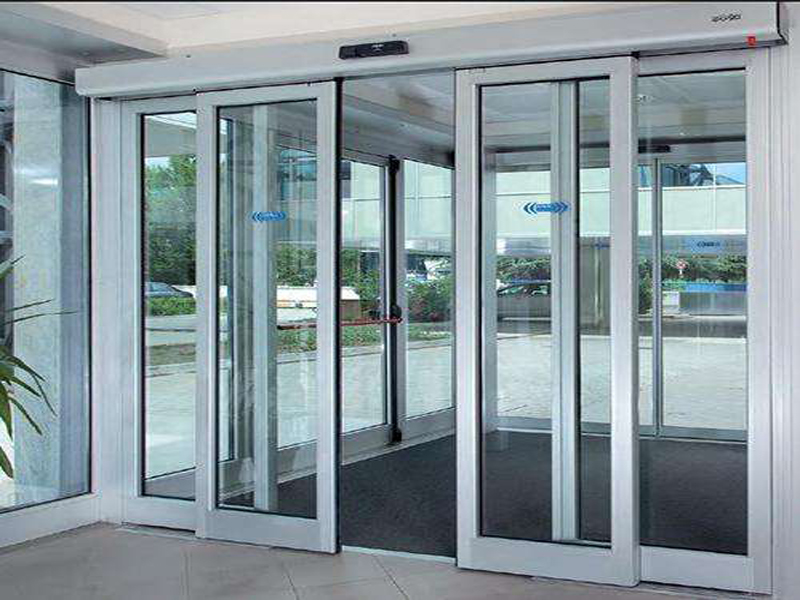 Automatic Telescopic Commercial Aluminum Alloy Frame Tempered Glass Sliding Door