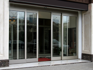 Automatic Telescopic Commercial Aluminum Alloy Frame Tempered Glass Sliding Door